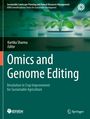 Text: "Omics and Genome Editing", "Revolution in Crop Improvement for Sustainable Agriculture". 
Ein grüner Setzling in einem Topf.
