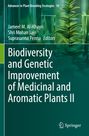 Titel: "Biodiversity and Genetic Improvement of Medicinal and Aromatic Plants II". Grüner Hintergrund mit Pflanze.