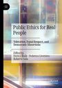 "Public Ethics for Real People" Text auf abstraktem buntem Hintergrund mit schwarzem Rand und Verlagslogo links oben.