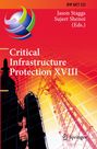 Text: "IFIP AICT 725, Jason Staggs, Sujeet Shenoi (Eds.), Critical Infrastructure Protection XVIII, Springer". 

Illustration: Silhouetten von Infrastrukturen vor einem Gitternetz-Hintergrund.