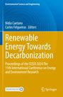 "Renewable Energy Towards Decarbonization" - Wissenschaftsbuch mit blau-goldenem Cover, Herausgeber-Namen und Verlagslogo.