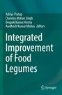 Text: "Aditya Pratap, Chandra Mohan Singh, Deepak Kumar Verma, Awdhesh Kumar Mishra Editors. Integrated Improvement of Food Legumes." Unten Logo. Hintergrund: Grün.