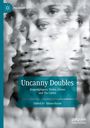 „Uncanny Doubles“: Titel eines Buches, Thema Doppelgänger. Verschwommene, überlagerte Gesichter in Schwarz-Weiß.