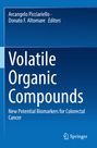 Text: "Volatile Organic Compounds: New Potential Biomarkers for Colorectal Cancer". Blaue und weiße Buchcovergestaltung.