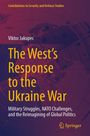 Text: "The West’s Response to the Ukraine War" steht in Gelb. Hintergrund: Weltkarte in violetten Tönen. Springer-Logo.