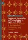 Text: "Housework, Consumption and Female Labour in Japan, 1600–1940" von Penelope Francks. Braunes Muster als Hintergrund.