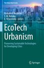 Der Text lautet: "EcoTech Urbanism: Pioneering Sustainable Technologies for Developing Cities." Hintergrund: Stadtansicht bei Sonnenuntergang.