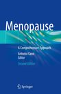 "Menopause: A Comprehensive Approach, Antonio Cano, Editor, Second Edition." Blaues Design mit abstrakten grünen Linien. Springer-Logo.