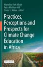 Buchtitel: "Practices, Perceptions and Prospects for Climate Change Education in Africa". Ein Feld halb trocken, halb blühend.