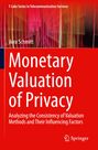 Rotes Buchcover mit dem Titel "Monetary Valuation of Privacy" von Vera Schmitt. Abstrakte bunte Linien im Hintergrund.