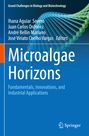 Text: "Microalgae Horizons". Darstellung einer blauen DNA-Helix und einem Logo unten rechts.
