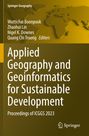 Titel: "Applied Geography and Geoinformatics for Sustainable Development". Hintergrund: Reliefkarte der Welt in Braun.