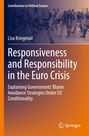 Buchtitel: "Responsiveness and Responsibility in the Euro Crisis" von Lisa Kriegmair. Stadtlandschaft im Hintergrund.