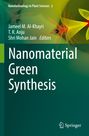 Ein grüner Hintergrund mit grafischen Elementen. Text: "Nanotechnology in Plant Sciences 2", Autoren und Titel: "Nanomaterial Green Synthesis". Springer-Logo unten.