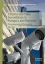 Buchcover: „Citizens and State Surveillance in Hungary and Romania“. Abgebildet sind Überwachungskameras vor Hochhäusern.