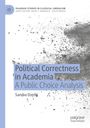 "Political Correctness in Academia: A Public Choice Analysis" von Sandra Dzenis. Graue Sprenkel dominieren den Hintergrund.
