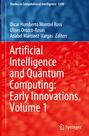 "Artificial Intelligence and Quantum Computing: Early Innovations. Volume 1" in roten und blauen Hintergrundfarben.
