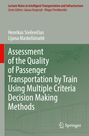 Buchtitel: "Assessment of the Quality of Passenger Transportation by Train". Technische Zeichnung von Flugzeug und Brücke.