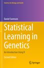 Text: "Statistical Learning in Genetics: An Introduction Using R, Second Edition" von Daniel Sorensen. Farben: Lila und Gelb.