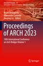 "Proceedings of ARCH 2023, 10th International Conference on Arch Bridges Volume 1", roter Hintergrund, stilisierte Brücke.