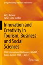 "Innovation and Creativity in Tourism, Business and Social Sciences" auf einem orangefarbenen Hintergrund. Springer-Logo unten.