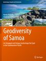 Buchtitel "Geodiversity of Samoa". Tropische Küstenlandschaft mit Felsen, Strand und Palmen. Springer-Logo unten rechts.