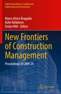"New Frontiers of Construction Management" steht in Gelb. Hintergrund: Technische Gebäudezeichnung. Springer-Logo unten.