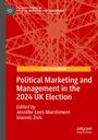 "Political Marketing and Management in the 2024 UK Election", roter Hintergrund, weiße Schrift, abstrahierte Liniengrafik.