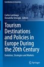 Ein blaues Buchcover. Titel: "Tourism Destinations and Policies in Europe During the 20th Century". Logo unten.
