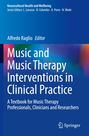 Titel: "Music and Music Therapy Interventions in Clinical Practice". Blaue Farbverläufe mit Springer-Logo.