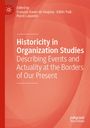 Buchtitel: "Historicity in Organization Studies". Roter Hintergrund mit weißem Text. Oben links ist ein Logo.