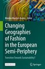 „Changing Geographies of Fashion“ Buchcover, Kleidung auf Bügeln in verschiedenen Farben, Springer-Logo.