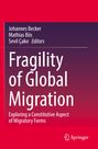 Oben stehen Namen der Herausgeber. Groß: "Fragility of Global Migration". Unten: "Exploring a Constitutive Aspect...". Rotes Design.
