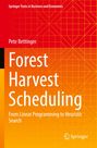 "Forest Harvest Scheduling" von Pete Bettinger, Springer Logo, geometrisches Muster in Gelb und Rot.