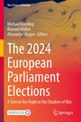 "The 2024 European Parliament Elections" vor einem Hintergrund in den Farben der EU. Oben stehen Herausgebernamen.