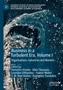 "Business in a Turbulent Era, Volume I" in weißem Text auf abstraktem, blauem Hintergrund; mehrere Editoren genannt.