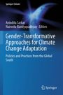 „Gender-Transformative Approaches for Climate Change Adaptation“ steht auf einem blauen Hintergrund mit Erdkugelmotiv.