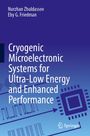 Buchtitel: "Cryogenic Microelectronic Systems for Ultra-Low Energy and Enhanced Performance." Blaue Farbgestaltung, Schaltkreismuster.