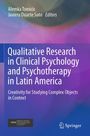 „Qualitative Research in Clinical Psychology and Psychotherapy in Latin America“, buntem Hintergrund, Springer-Logo.