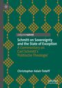 „Schmitt on Sovereignty and the State of Exception“ in Weiß auf grünem Hintergrund, mit geometrischen Mustern und Palgrave-Logo.