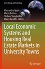 Buchcover: "Local Economic Systems and Housing Real Estate Markets in University Towns." Oben zwei Planeten, unten Logo.