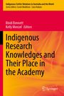 Buchtitel: "Indigenous Research Knowledges and Their Place in the Academy" vor einem roten und orangefarbenen Hintergrund.