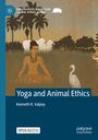 „Yoga and Animal Ethics“ von Kenneth R. Valpey. Illustration: meditierende Person mit Tieren und Palmen im Hintergrund.