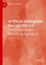 Klares Design mit orangem geometrischem Hintergrund, Titel: "Artificial Intelligence for Logistics 5.0", Autor: Bernardo Nicoletti.