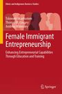 "Buch 'Female Immigrant Entrepreneurship', rote Cover, Silhouetten von Frauen im Hintergrund, Springer-Logo unten."
