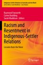 Text: "Racism and Resentment in Indigenous-Settler Relations: Lessons from the Voice." 
Farben: Orange-Rot-Hintergrund. 
Logo: Springer.