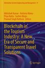 Text: "Blockchain in the Tourism Industry: A New Era of Secure and Transparent Travel Solutions." Gelbes und lila Cover, Springer-Logo.