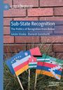 „Sub-State Recognition“ von Gëzim Visoka und Ramesh Ganohariti. Kleine Flaggen in Pflanzen vor einer Ziegelwand.