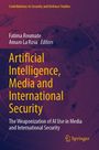 Buchtitel: "Artificial Intelligence, Media and International Security." Globale Karte im Hintergrund. Springer-Logo.