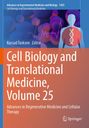 "Cell Biology and Translational Medicine, Volume 25" in weißer Schrift auf orange-blauem Hintergrund mit Zellillustrationen.